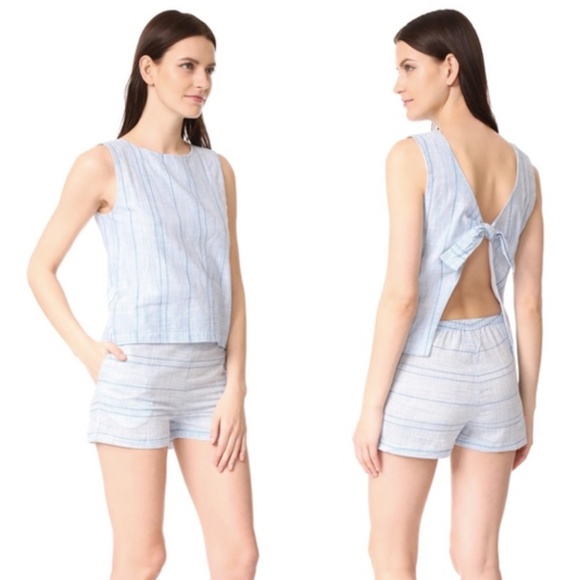 Purple Solid and Striped romper with tie back. - Picture 4 of 4